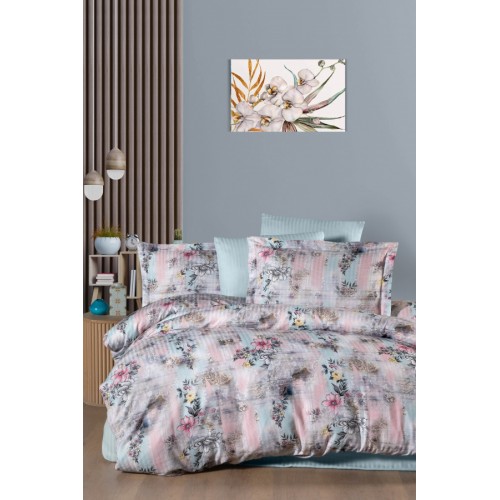 Постельное белье Карвен Stripe Satin с цветным принтом евро N250 -SB005(6пр.) (Акция)