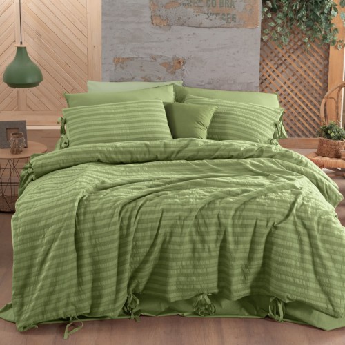 Постельное белье Sarev Mood Comfort жатый хлопок евро N247 TOLEDO v2/Yesil