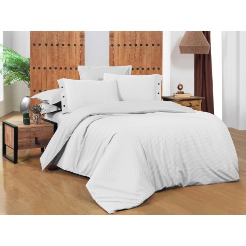 Постельное белье "Sarev"сатин евро N312 NEW FANCY STRIPE v11/Beyaz