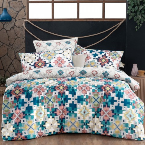 Постельное белье "Sarev"fancy poplin евро N194 CARDINAL V1/YESIL