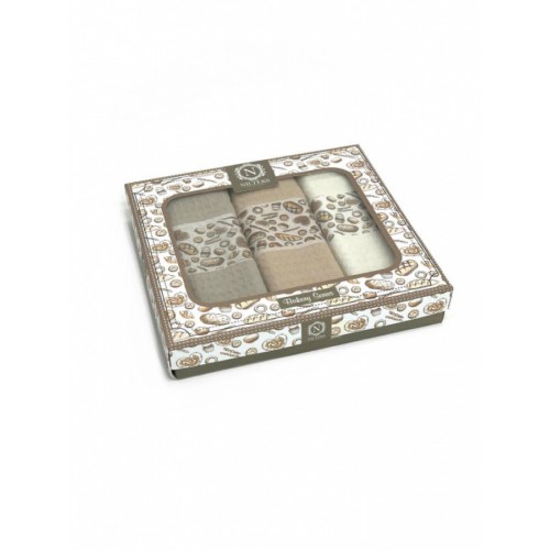 Набор полотенец кухонных "ХЛЕБ" вафля 40*60-3шт. НМ 579 (V-6) бежевый