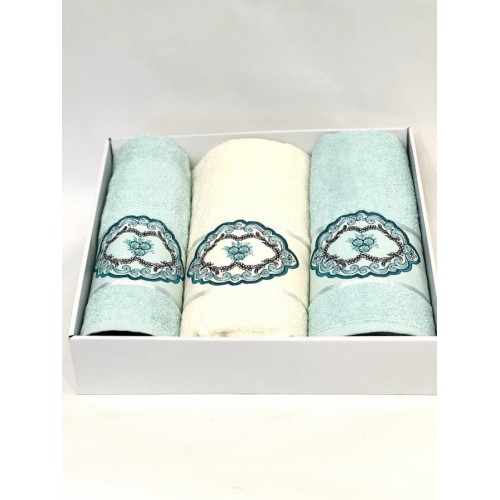 Набор полотенец Карвен "PANO 2" махра 50*90(2)/70*140 HS 1639 v9 крем/ментоловый