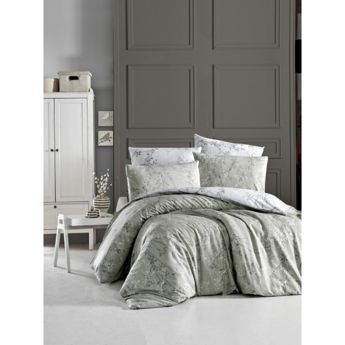 Пододеяльник+наволочки Карвен евро ранфорс Zena Green.