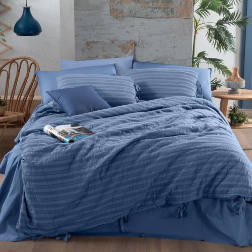 Постельное белье Sarev Mood Comfort жатый хлопок 1.5 сп. N246 TOLEDO v1/Mavi