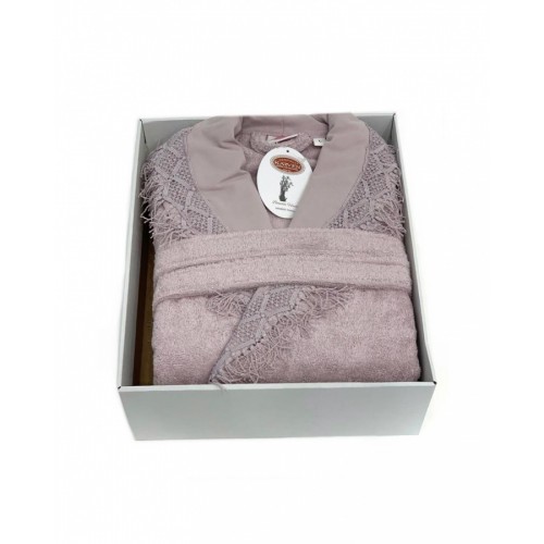 Халат Karven "MAKRAME" с кружевомбамбук женский В 1104 lila/лиловый (Акция)