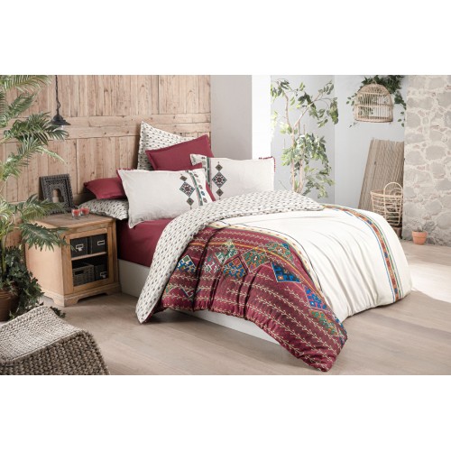 Постельное белье "Sarev"fancy poplin евро N194 SABA v1/Kirmizi