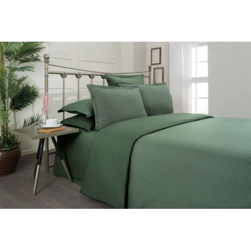 Постельное белье "Sarev"сатин кинг сайз N181 FANCY STRIPE v13/k.yesil