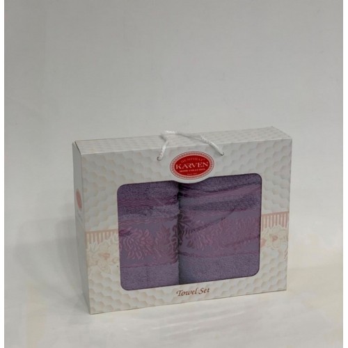 Набор полотенец Карвен "SUMBUL " махра 50*90/70*140 HS 1691 v6 св. лиловый(акция)