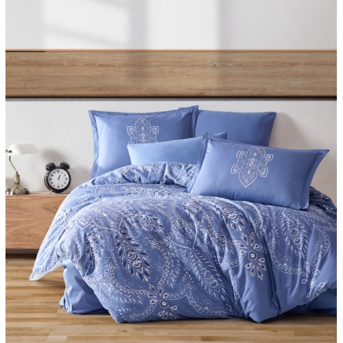 Постельное белье "Карвен" сатин семейный Rovi Blue v-1