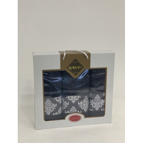 Набор полотенец Карвен "Y DAMASK" махра 50*90(2)/70*140 HS 1702 v6 антрацит