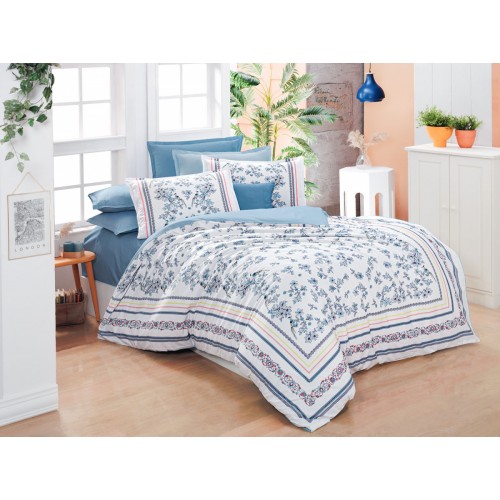 Постельное белье "Sarev"fancy poplin евро N194 VERONA v1/Mavi