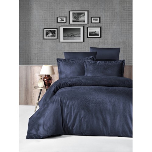 Постельное белье "Карвен" жаккард евро (Tecna Lacivert)