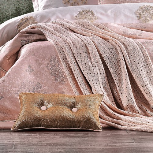 Плед ZEBRA CASA "SHINE" вязанный евро пудровый