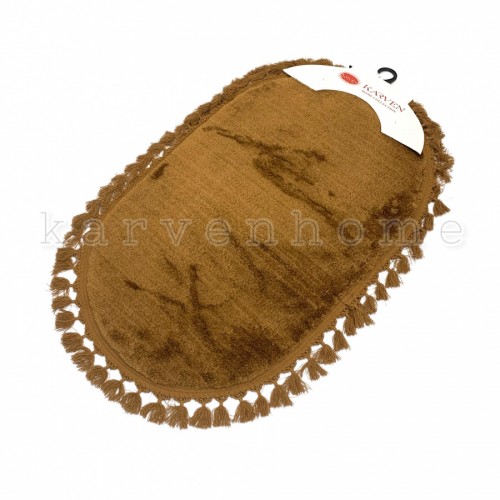 Ковер Карвен POST DOKUMA OVAL SACAKLI/мех с бахрамой 80*120 KV 028 cikolata/шоколад