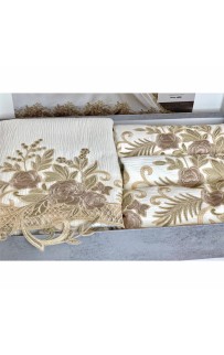 Комплект ZEBRA "FLORA" (покрывало +постельное белье) 7пред. krem/capp евро Y 944