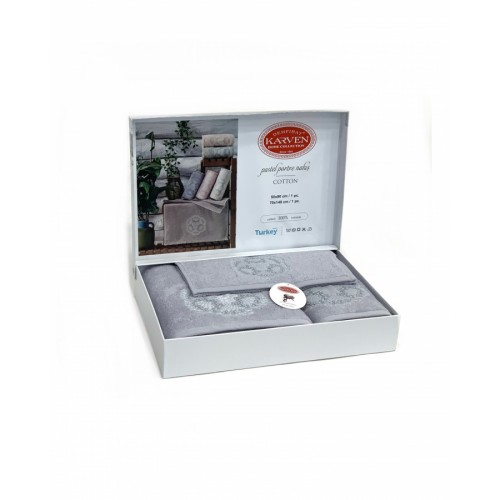 Набор полотенец Карвен "PASTEL PORTRE" махра 50*90/70*140/30*50 HS 1671v4 mint/серый