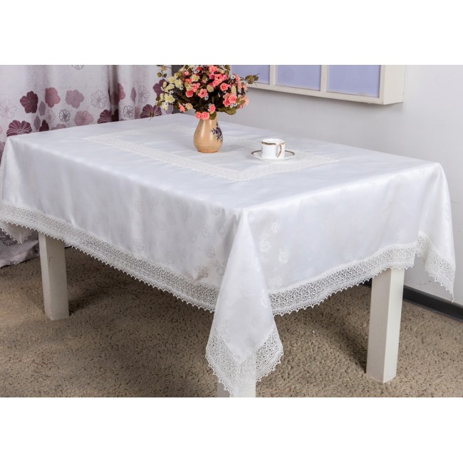 Скатерть "Карвен" жаккард с гипюром 120*160 М 626 (Акция)