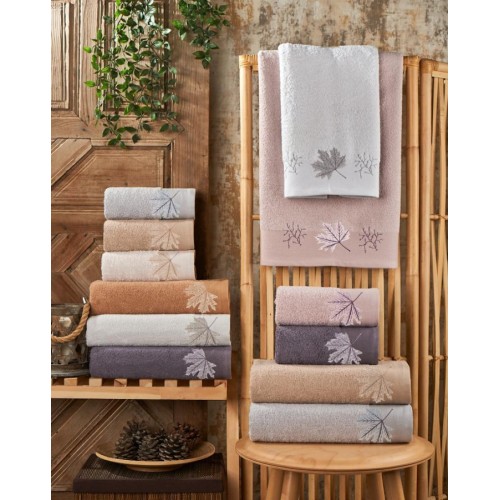 Полотенеце Карвен 70*140 1шт.махра с вышивкой H 7001 CINAR-2 (Акция)