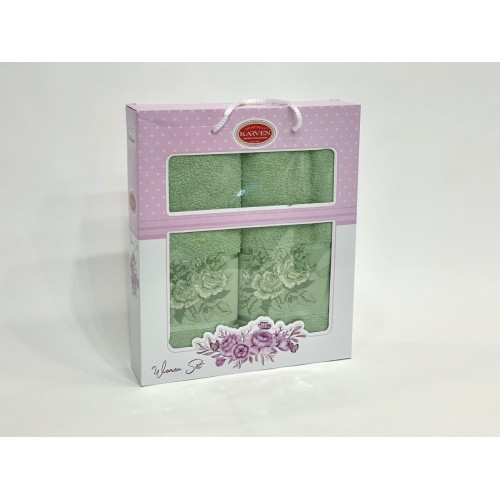 Набор полотенец Карвен "PANO" махра 50*90/70*140 HS 1662 v3 зеленый