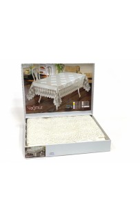 Скатерть Карвен "Yagmur" 160*220 с гипюром М 761кремовый