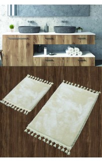 Набор ковриков для ванной Карвен POST DOKUMA SACAKLI/мех с бахрамой KV 414 bej/бежевый