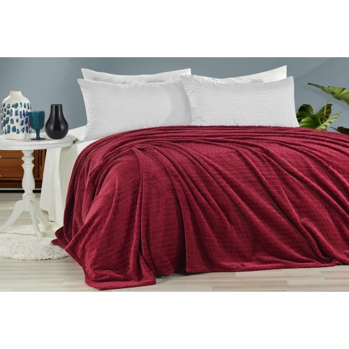 Плед KARVEN Super Soft "MELINDA" 200*220 п/э евро Р 942 бордовый (Акция).