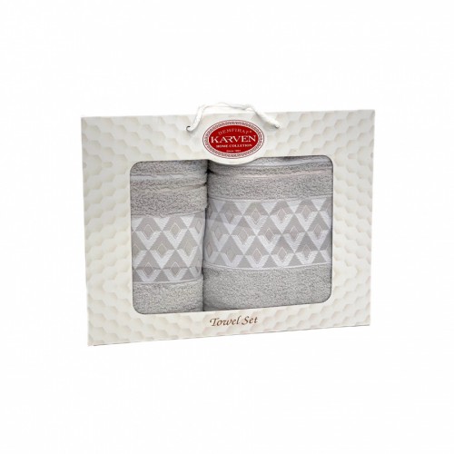 Набор полотенец Карвен "PIRAMIT" махра 50*90/70*140 HS 1666 v4 серо/бежевый