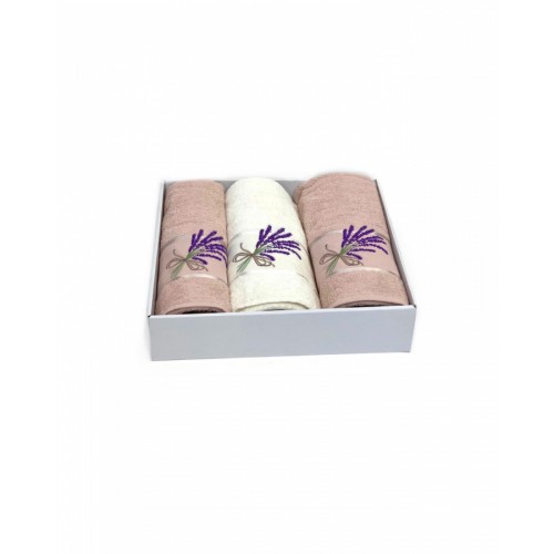 Набор полотенец Карвен "LAVANTA " махра 50*90(2)/70*140 HS 1607 v4 крем/сухая роза