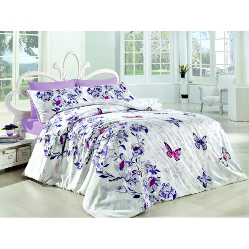 Постельное белье "Карвен" ранфорс 1,5 спальн. (Kelebek Lilac)