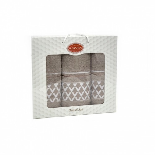 Набор полотенец Карвен "PIRAMIT" махра 50*90(2)/70*140 HS 1667 v5 т/бежевый