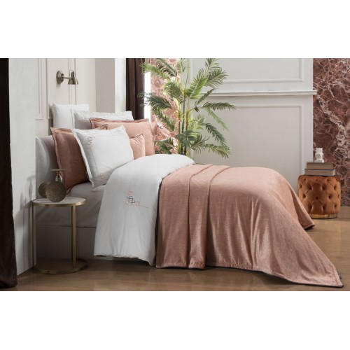 Комплект SAREV "OSCAR" (покрывало +постельное белье) евро Y 881 v2 Somon/персиковый