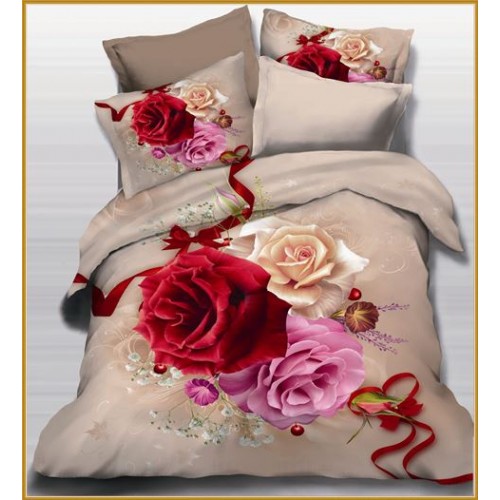 Постельное белье "Карвен" (сатин Де люкс 3D) семейное (470) (Акция)