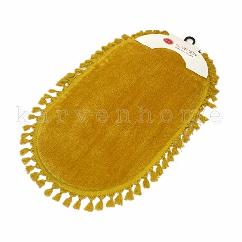 Ковер Карвен POST DOKUMA OVAL SACAKLI/мех с бахрамой 80*120 KV 028 hardal/горчичный