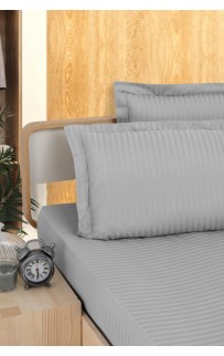 Простынь Карвен Stripe Satin на резинке+наволочки 180*200 +33см/ 50*70(2)+5см сатин gri/серый (Акция)