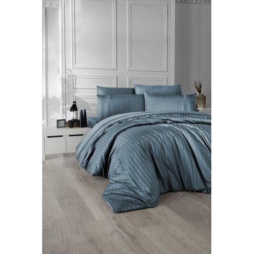 Постельное белье (Сатин де люкс) DARK евро (New Trend Blue Stone)