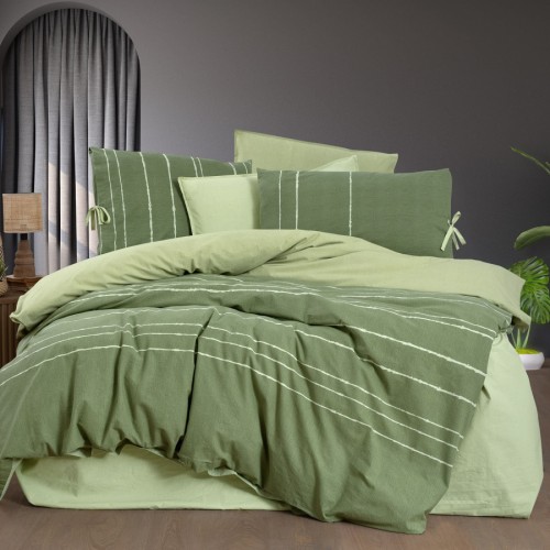 Постельное белье "Sarev Bazaar" ранфорс евро N377 LAUREL v4/Yesil