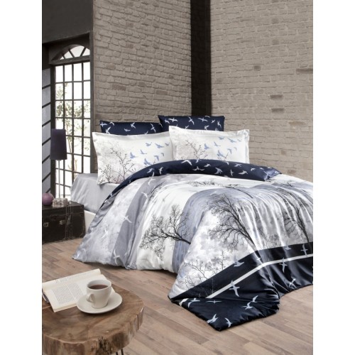 Постельное белье "Карвен" сатин семейное Doga Navy Blue
