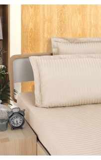Простынь Карвен Stripe Satin на резинке+наволочки 160*200 +33см/ 50*70(2)+5см сатин tas/песочный (Акция)