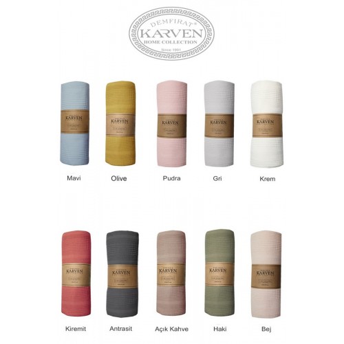 Плед вафельный Karven PURE SIMPLE пике евро 210*235 РL989 Olive
