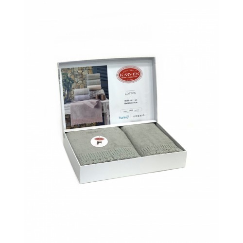 Набор полотенец Карвен " QUEEN" махра 50*90/70*140 HS 1672v6 yesil/серо зеленый