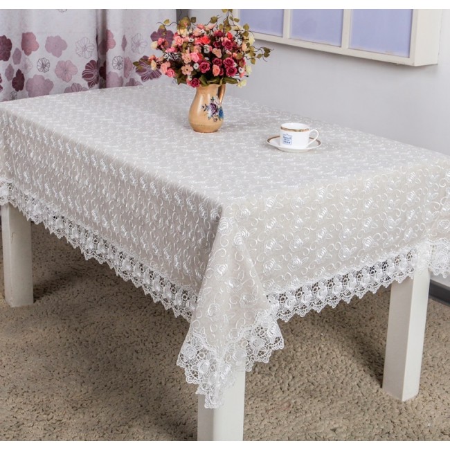 Скатерть "Карвен" двойная ткань (лен+органза) с гипюром 160*300 М 615-5 (Акция)