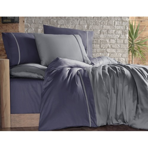 Постельное белье "Карвен" сатин евро (Duman Indigo)