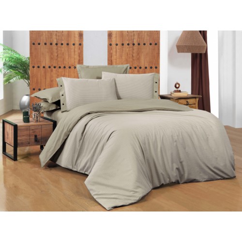 Постельное белье "Sarev"сатин 1,5 спальн. N311 NEW FANCY STRIPE v1/Bej