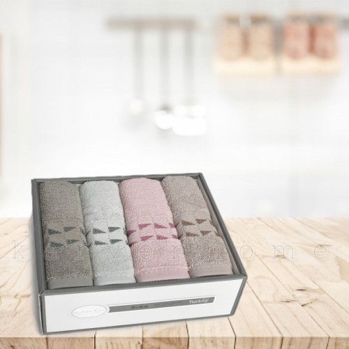 Набор полотенец кухонный Карвен"DALYAN"махра,penye 30*50 4шт в коробке HM 731