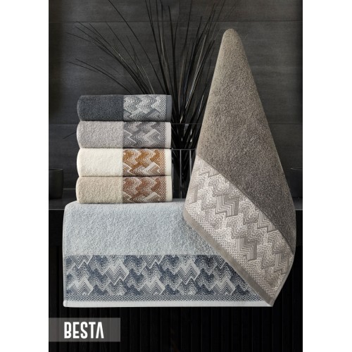 Полотенце Карвен Vip Cotton"BESTA" 70*140 1шт.махра,penye Н 3238 (Акция)