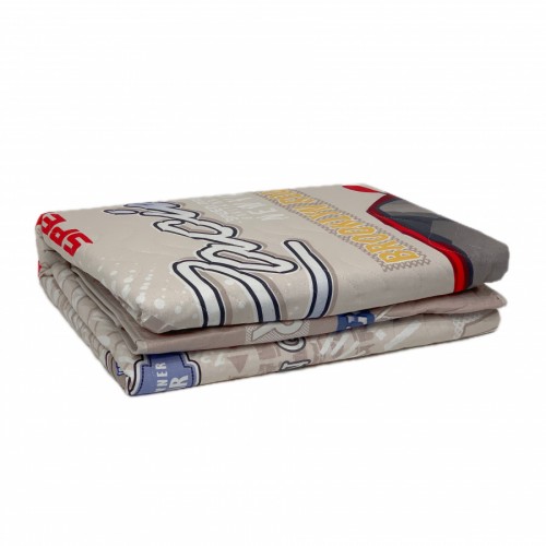 Комплект KARVEN (покрывало детское с принтом стеганное) хлопок 1.5сп 2 пр (180*240 / 50*70) GARAGE v1 Mavi (Акция)