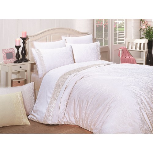 Постельное белье "Карвен" жаккард евро (Teressa Beyaz)