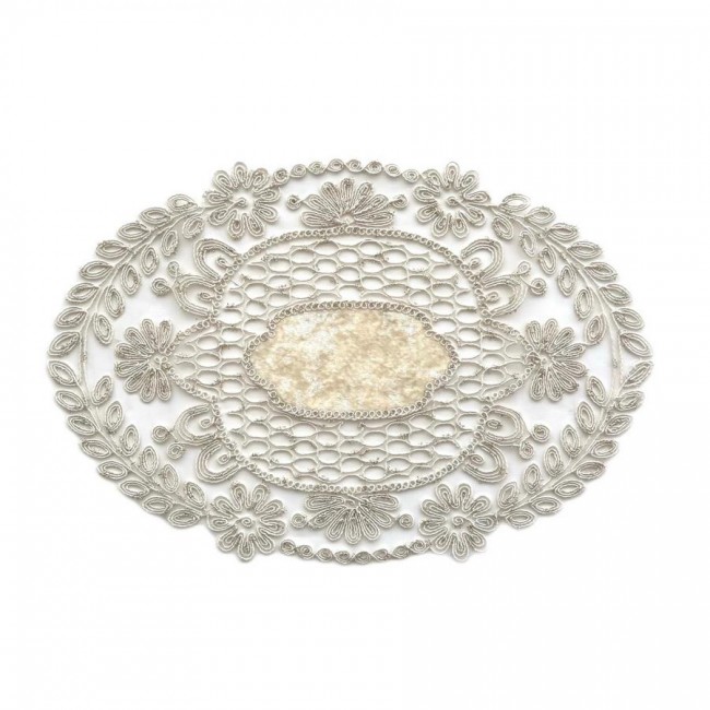 Салфетка Карвен 30*45 велюр с кружевом М836/1448 K15 крем