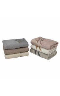 Полотенеце Карвен 50*90 6шт.махра с вышивкой H 7000 BASAK (Акция)