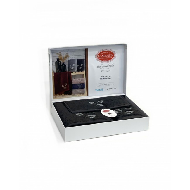 Набор полотенец Карвен " SIMLI" махра 50*90/70*140/30*50 HS 1680v4 antrasit/антрацит(акция)